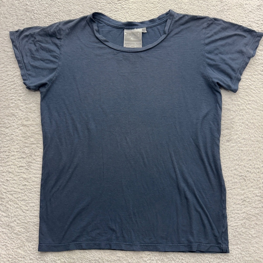 Jungmaven Mens Hemp Organic Cotton T-Shirt S Slate Blue Made in USA Basic Tee